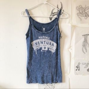 Roxy women vintage blue low cut U neck tank top